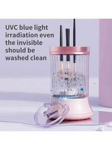 Limpiador y secador eléctrico de brochas de maquillaje, máquina automática de limpieza y secado de brochas de maquillaje alimentada por USB, apta para esponjas y brochas de maquillaje, limpieza profunda, uso doméstico y salón, con protección contra salpicaduras - Ver 9