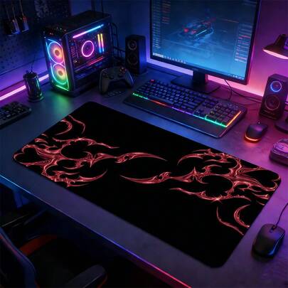 YUFZX Red Thorn Tattoo Gothic Hardcore XXL Extended Gaming Mouse Pad, Large Desk Mat With Non-Slip Rubber Base, Stitched Lock Edge Washable Desktop Pad, Suitable For Gaming Setup Home Office, Ideal Gift For Gamers & Gothic & Tattoo & Hardcore Aesthetic Fans
