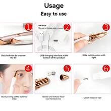 AXH 女士电动修眉器、眉形笔、面部脱毛器、自动修眉刀、口袋刀 - 彩色 - 查看 7