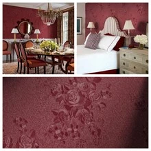 1卷法式浪漫玫瑰压纹自粘壁纸，45厘米*100/300/500厘米，预涂胶，无需工具，家居/酒店墙面装饰 - 紅色 - 查看 7