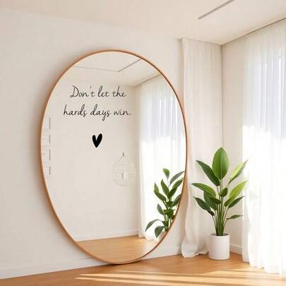 1pc - "Don't Let Tough Days Defeat You" Sticker - Heart-Shaped Inspirational Sticker, Exquisite Carved Mirror Sticker, Essential Home Decor, Motivational Quote Sticker