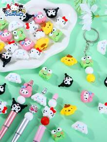 Bộ 2/3/6 hạt silicon Hello Kitty của Sanrio, hạt charm dễ thương để làm trang sức, móc khóa nơ đỏ, phụ kiện vòng tay, vòng cổ, bộ dụng cụ làm trang sức. - hạt silicon - Xem 2