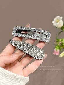 2pcs Rhinestone Hair Clips, Bangs Clips, Side Bangs Clips, Water Drop Hair Clips,Summer,Holiday,Travel - Multicolor - View 4