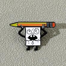 SpongeBob SquarePants 1枚喜剧卡通胸针，创意胸针，适合搭配服装，方形珐琅金属徽章，可作服装、背包配饰，朋友礼物，服装配饰，节日礼物，派对礼物 - 彩色 - 查看 3