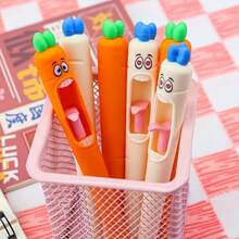 Random Style Screaming Carrot Pens, Funny Screaming Carrot Shaped Ballpoint Pens, Creative Campus Drawing Tool, Stationery Supplies - A - View 6