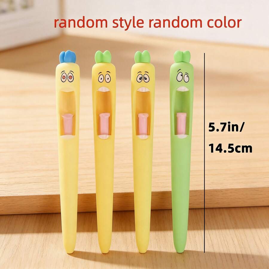 Random Style Screaming Carrot Pens, Funny Screaming Carrot Shaped Ballpoint Pens, Creative Campus Drawing Tool, Stationery Supplies