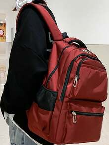 Large Capacity Multi-Layer Backpack For Women - Red - View 3