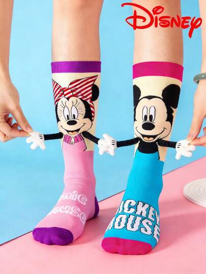 Disney Cute 3d Hand-Holding Socks And Children's Christmas Knee-High Socks, A Fashionable Children's High Sock Party, A High-Quality Gift. School Is Back In Session, Fun And Fashionable Little Fans, Family Party Christmas Gift Hand-Holding Socks