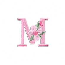 1/26pcs Computer Embroidered Flower & Colorful English Letter Patches, Sewing Applique Decoration Stickers With Adhesive Back (Multiple Colors Available) - Pink - View 22
