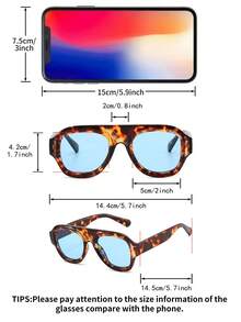 1 Pair Men's Tortoiseshell Round PC Frame Vintage Green Lens Fashionable Fashion Glasses - Multicolor - View 4