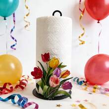 10.24-Inch Cast Iron Tulip Tissue Holder - No Drilling Required, Surface Mount, Festival Decoration, Suitable For Kitchen, Bathroom, And Party, Sturdy Iron Structure, Perfect For Festival Celebrations, Mother's Day Gift Decoration - Multicolor - View 7