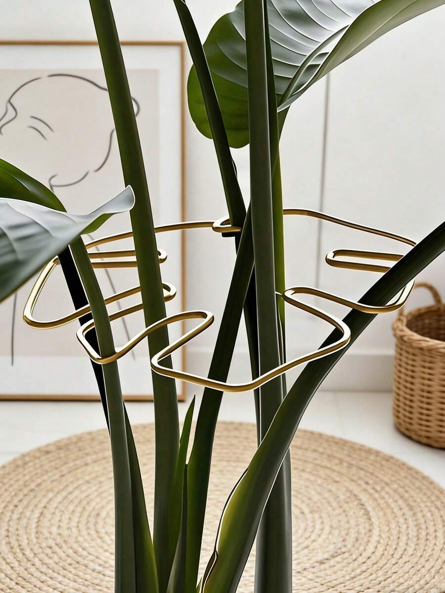 1pc Durable Adjustable Plant Support Rack, Wrought Iron Plant Fixing Bracket, Indoor/Outdoor Potted Plant Stabilizer Decor Tool, Plant Healthy Growth Support System - Climbing Plant Trellis