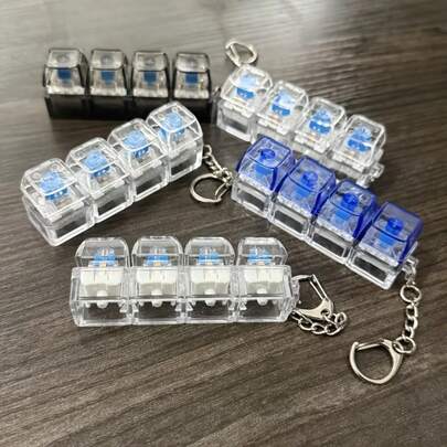 1 chiếc bàn phím cơ 4 phím kích thước móc khóa - Đồ chơi giảm căng thẳng cầm tay, thích hợp cho việc bóp ngón tay và thư giãn.