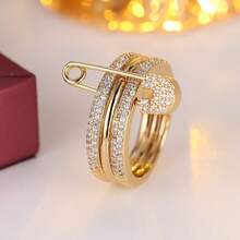 1pc Women's Three-Layer Stacked Design Cubic Zirconia Inlaid Ring, Elegant & Exquisite, Suitable For Gifts/Parties/Personal Wear - Ring - View 6