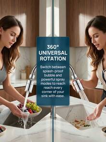 1 件装水龙头延长管，360 度旋转，两档调节，防溅厨房浴室延长管，通用洗脸盆水龙头延长管，厨房浴室延长管，易于安装，家居用品，家装材料 - 均碼 - 查看 2