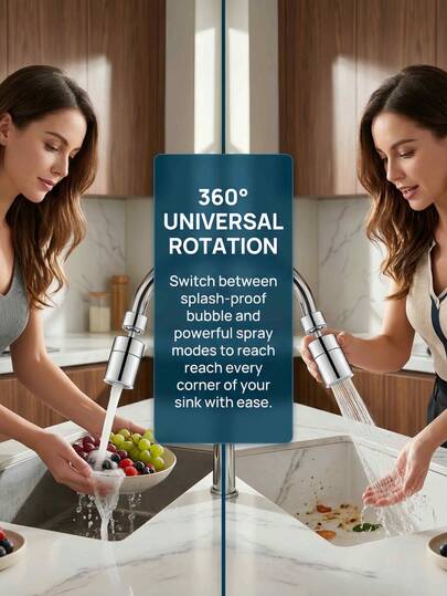 1pc Faucet Extension Tube, 360-Degree Rotatable With Two-Step Adjustment, Splash-Proof Kitchen And Bathroom Extension Tube, Universal Washbasin Water, Kitchen And Bathroom Extension, Easy To Install, Household Goods, Home Improvement Supplies