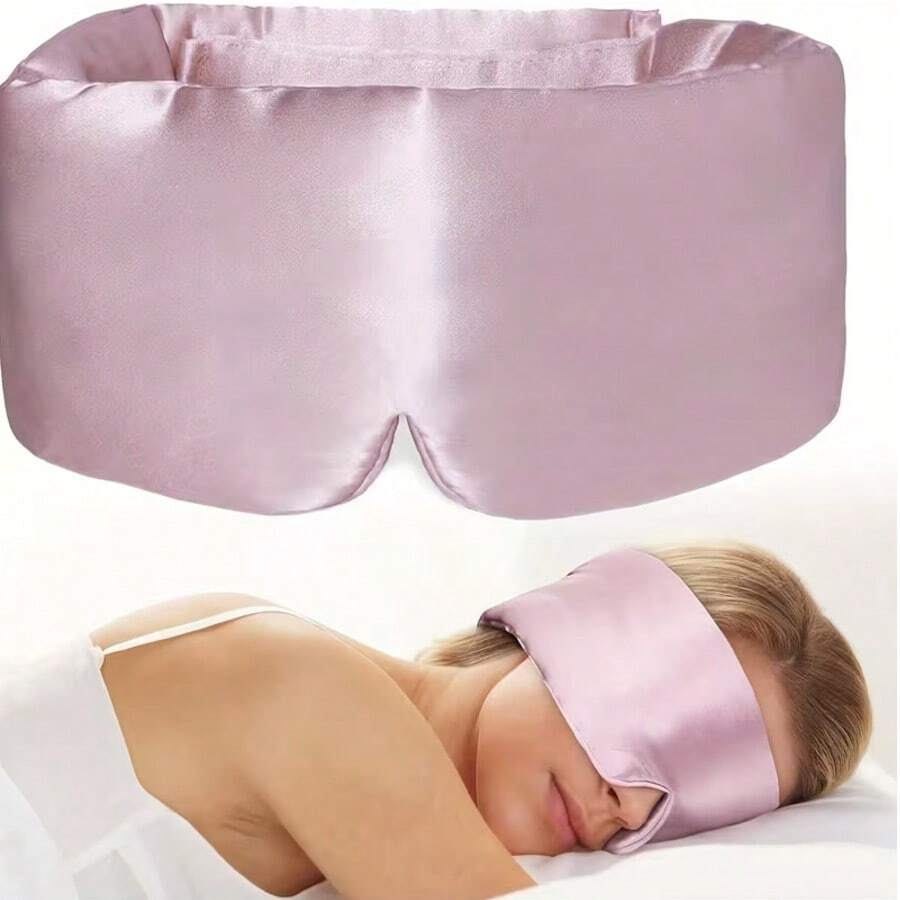 奢华真丝睡眠眼罩，全眼罩设计，可调节，透气亲肤，遮光效果好，助您安享睡眠，是旅行和办公室小憩的理想之选。 - 粉紅色-1PC - 查看 1