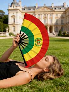 Made Of High-Quality Fabric And Plastic Ribs, With Vibrant Printed Patterns That Showcase Fashionable And Cultural Taste, Suitable For Various Celebration Occasions. - Red - View 5