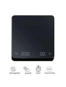 Balanza digital para café con temporizador, pantalla LED, espresso, USB, capacidad máxima de 3 kg, precisión de 0.1 g, que mide en onzas/ml/g, balanza de cocina de alta precisión - Multicolor - Ver 4