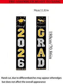 2pcs 2026 Graduation Decoration Series, Multi-Color Options, Suitable For Graduation Season Porch Banner And Party Decor - Multicolor - View 9