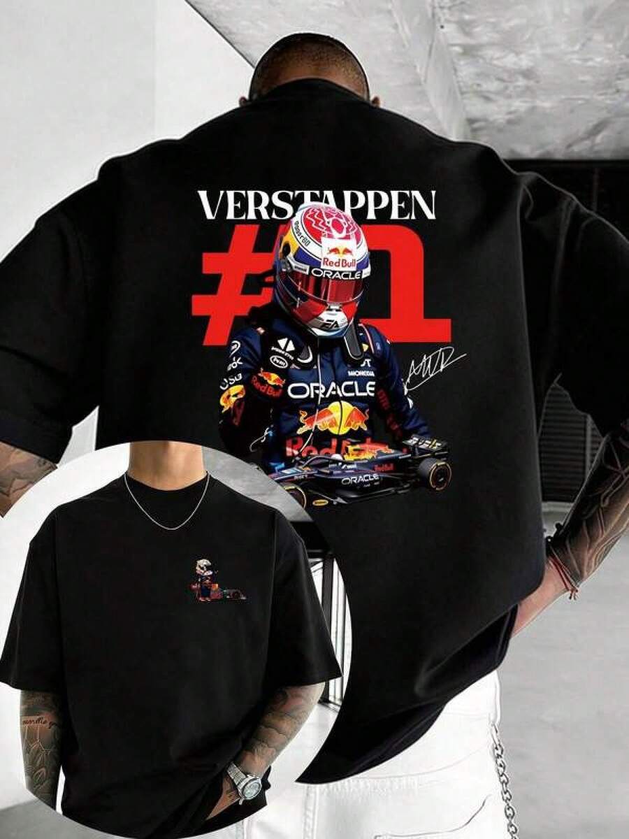 Graphic-Shirt Cotton Tees Size Plus,Oracle Racing Men's T-Shirt, F1 Team Unisex Racing T-Shirt, 220g High-Quality Pure Cotton Printed T-Shirt, Suitable For Street Retro Style And Outdoor Sports Casual Occasions, Y2K Style Clothing, Must-Have T-Shirt For Racing Enthusiasts, Comfortable And Stylish, Ideal Choice For Racing Fans, Men's Gift ,Y2K,Oversized Shirt Men,Summer Tops - màu đen - Xem 1