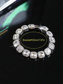 1条嘻哈时尚链条项链，镶嵌闪亮水钻，嘻哈项链，男士珠宝礼物 - 方塊 - 查看 33