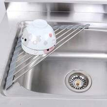 Giá để chén đĩa và dụng cụ nhà bếp hình tam giác có thể gập lại, làm bằng thép không gỉ. - A - Xem 6