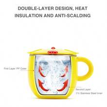 1pc Stainless Steel Double-Layer Insulated Baby Cup, Cute Chicken Design, Sealed Dust-Proof, With Handle Anti-Scald Anti-Leak Sippy Cup, Suitable For Daily Use - Multicolor - View 3