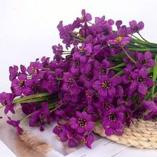 3朵人造塑料花，抗紫外线，不褪色，适用于窗台、花盆、庭院、室内外装饰。 - 紫色 - 查看 4