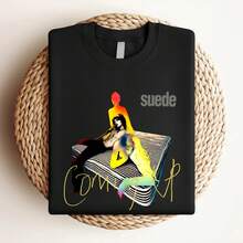 T-shirt pour femmes imprimé en suède noir en coton, tailles S à 5XL, manches longues ou courtes, référence VN0796 - Noir - View 3