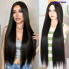 骨直蕾丝前假发 8-34 英寸 13*4 高清蕾丝前假发 真人混纺发丝 即戴即走 预先拔毛，带婴儿绒毛 漂白发结 原生发 自然发际线 无胶易戴 女士款 #1B 黑色混纺发 - 自然色&黑色系 - 查看 1