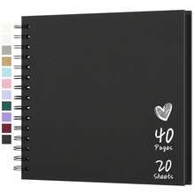 1 cuốn album ảnh DIY 40 trang trống, kích thước 7x7 inch, kèm sticker, bìa cứng giấy Kraft, thích hợp cho đám cưới, tiệc sinh nhật, v.v., màu đen, hồng, vàng Kraft, trắng, quà tặng sinh nhật cho bé trai và bé gái. - 7 inch - Xem 1