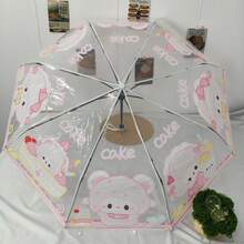 1 guarda-chuva transparente impermeável com estampa de animais em PVC, totalmente automático, ideal para estudantes universitários e como presente de aniversário. - gatinho - Ver 10