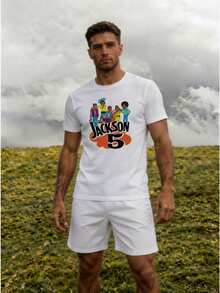 Men T-Shirt Co-Ords - White 1 - View 2