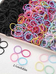 300pcs/Pack Baby Elastic Hair Ties, Cute Candy Color Hair Bands - Multicolor - View 3