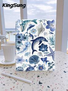 Kingsung Marine Elements Tablet Protective Case,Compatible With IPad 9.7/10.2/10.5/10.9/12.9/Pro 11, 10th Gen,Compatible With Samsung Galaxy Tab S6 Lite 10.4 Inch,Compatible With Kindle Paperwhite 12th Gen 2024,Kindle 11th Gen 2022,Kobo Clara Colour,Soft Anti-Fall Protection,Smart Stand/Automatic Wake Up/Sleep - Multicolor - View 2
