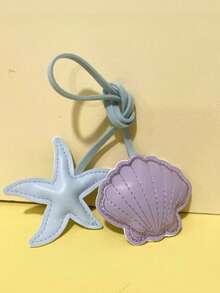 新款夏季海滩系列海星贝壳刺绣皮革吊坠饰品，手工美学设计钥匙扣，钥匙圈饰品，精致小礼物 - 查看 4
