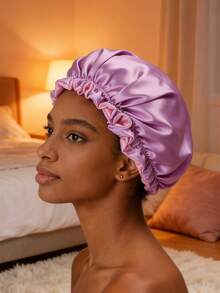 CONFLASS 1pc Extra Large Satin Sleep Cap For Women, Double Layer Design, Suitable For Sleeping, Daily Life, Gifting, Also As Christmas Present - Multicolor - View 6