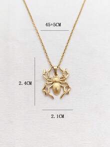 1件装自然风格18K镀金不锈钢蜘蛛吊坠项链，男女皆宜日常佩戴，小众奢华，可定制 - 彩色 - 查看 1