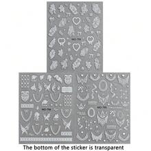 白色蕾丝美甲贴纸 法式复古蕾丝设计 花朵 蝴蝶结 爱心 DIY美甲贴花 美甲沙龙 - 彩色 - 查看 14