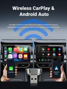 Bộ chuyển đổi CarPlay/Android Auto không dây 2 trong 1 XUDA mới 2026, bộ chuyển đổi Carplay WiFi6 2.4-5.0 GHz, có dây sang không dây, hộp thông minh kết nối nhanh, không độ trễ, thiết kế nhỏ gọn, thời trang, di động, nhỏ gọn và thanh lịch, tương thích với iPhone và Android, có cổng USB/USB-C, không kèm pin. - A - Xem 3