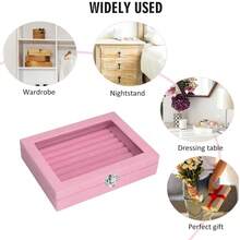 2pcs 7-Slot Velvet Jewelry Earring Storage Box With Transparent Lid, Jewelry Display Tray - Multicolor - View 4