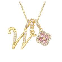 Dây chuyền mặt dây chuyền hình cỏ bốn lá đính kim cương hồng, khắc chữ cái đầu tên theo yêu cầu, thích hợp đeo hàng ngày, quà tặng ý nghĩa cho bạn gái/mẹ, quà sinh nhật tuyệt vời. - E - Xem 28