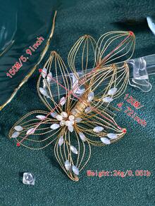 1pc Elegant Bridal Hair Comb, Women Hair Accessory For Wedding, Party, Photography, Celebration - Multicolor - View 4