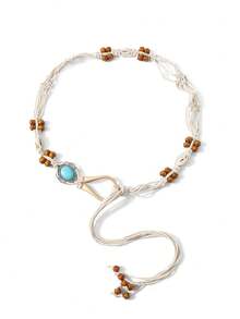 1pc Solid Color Polyester Waist Rope, Natural Seashell Accent, Versatile Boho Style For All Seasons - Handmade Waist Rope - View 14