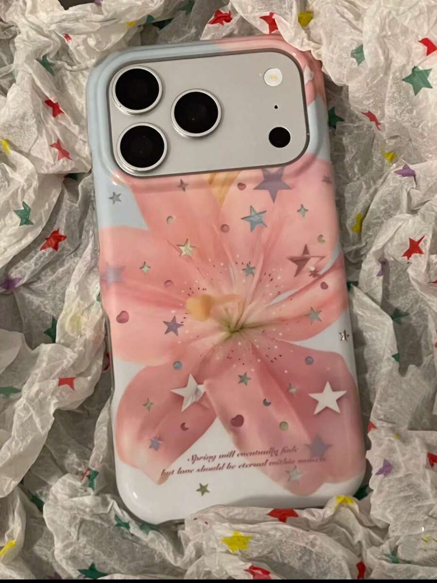 Ốp lưng điện thoại họa tiết hoa ly hồng tối giản phong cách Hàn Quốc mùa xuân/hè dành cho iPhone 17 Pro, 16 Pro Max, 14, 15, chống rơi vỡ, quà tặng mùa xuân. - Hồng - Xem 1