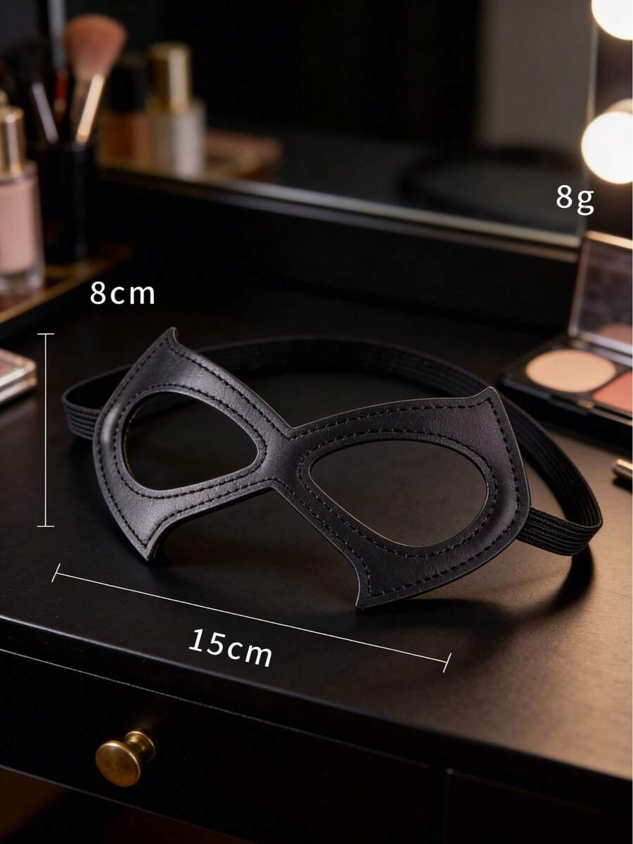 1个黑色猫咪角色扮演面具，超级英雄反派眼罩，仿皮万圣节服装配饰，卡通人物角色扮演面具，可调节松紧带女士面具，角色扮演派对和万圣节必备，高品质黑色猫咪主题面具，适合动漫展和主题活动 - 黑色 - 查看 1