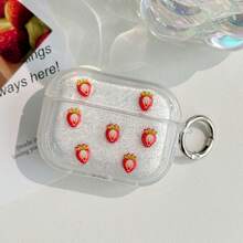 1-Pack Of Stylish Apple Earphone Cases Features An Exquisite Strawberry Knot Design, Strawberry Elements, And A Strawberry Pendant. It Is Shockproof, Protective, And Dustproof, Fashionable And Beautiful, Suitable For Daily Use By Teenagers And Young Adults, As Well As For Gifting. - White - View 8