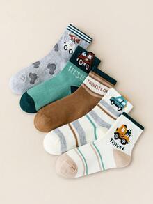 5 pares de calcetines para niños con diseño de coche de dibujos animados, transpirables y resistentes al olor, adecuados para primavera, verano y otoño - Multicolor - Ver 2