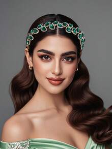 1个闪亮水晶发箍，简约心形公主风，适合新娘、婚礼、约会、外出、派对、送礼、休闲佩戴 - 彩色 - 查看 10